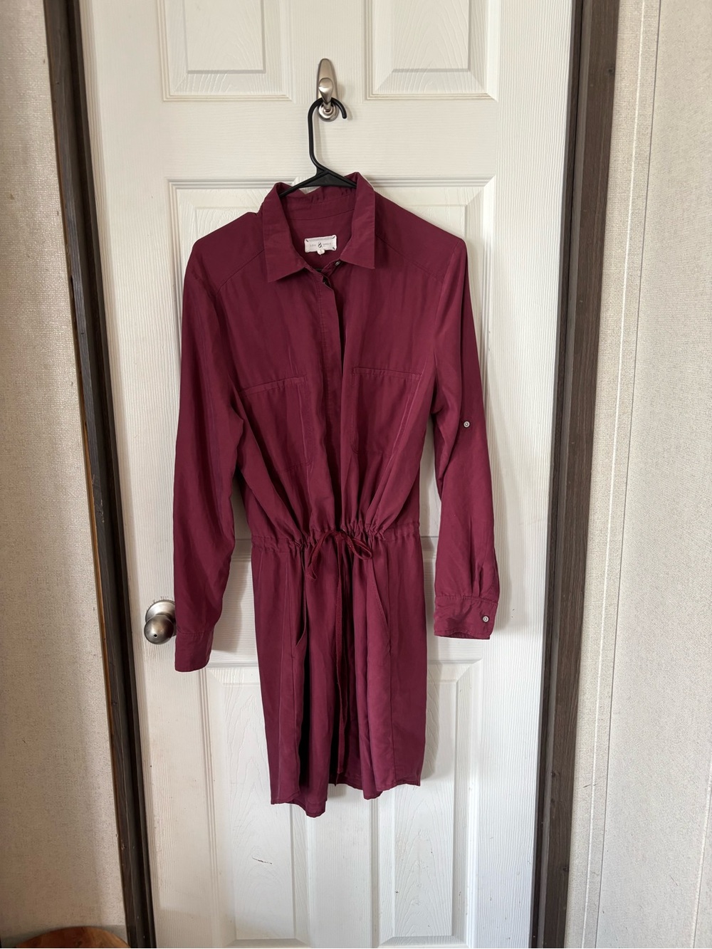 Lou & Grey Long Sleeve Shirt Dress in Wine